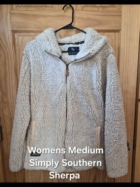 Simply Southern Cream Sherpa Zip Hoodie Jacket